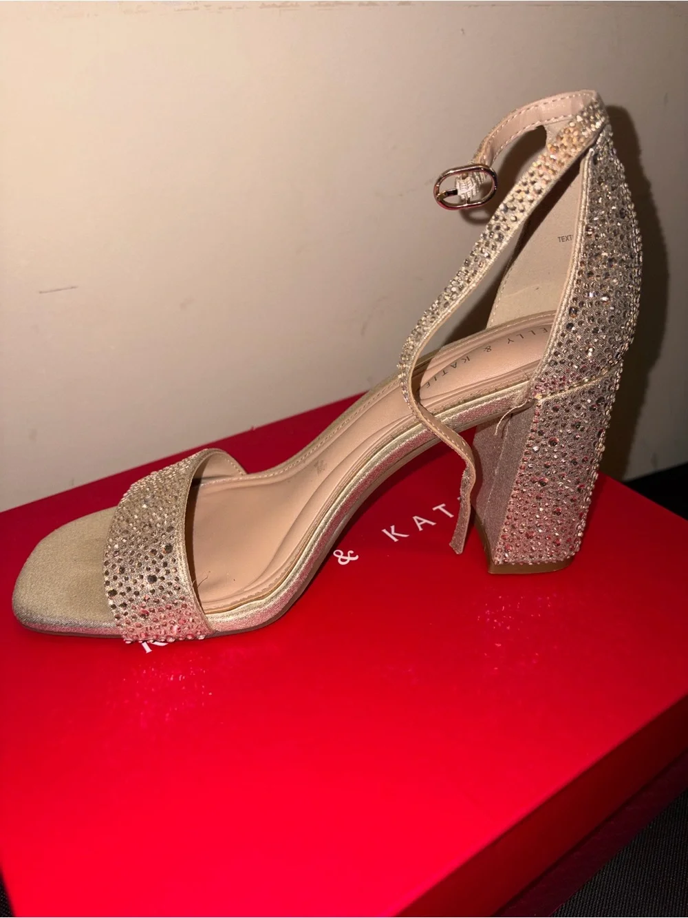 Kelly & Katie Rose Gold Crystal Block Heel Sandals